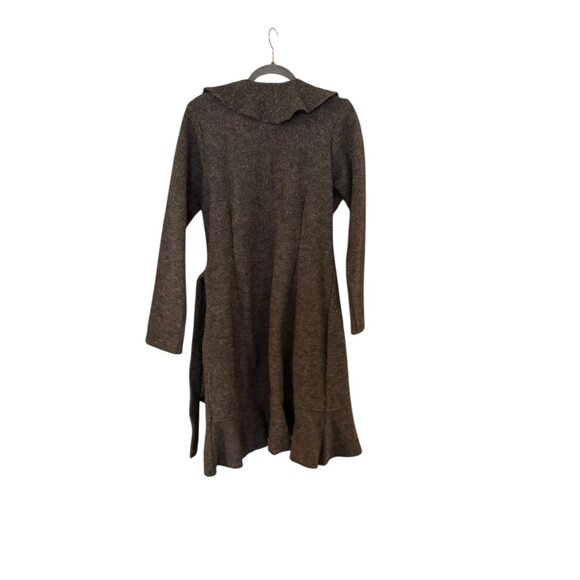 Fenn Wright Manson 100% Wool Gray Cardigan Tie Ruffle Size Medium Womens - Picture 2 of 4